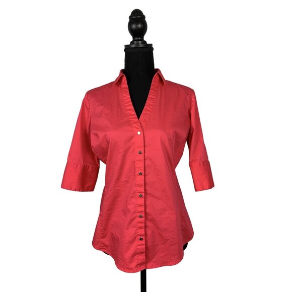 7th Avenue Design Studio By New York & Company Womens Red Button-Down Shirt - Picture 1 of 10